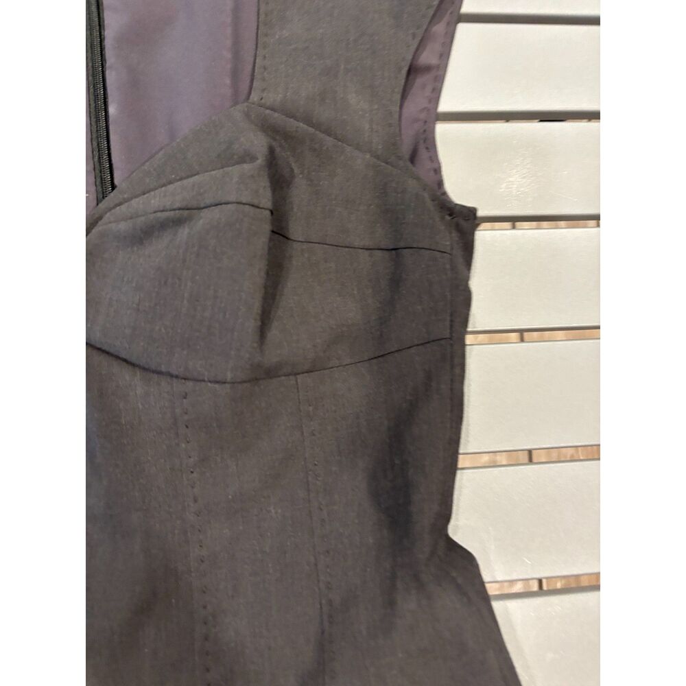 Rebecca Taylor Gray Stretch Wool Fit Flare Dress Sweetheart Neckline Size 4 - Picture 4 of 8
